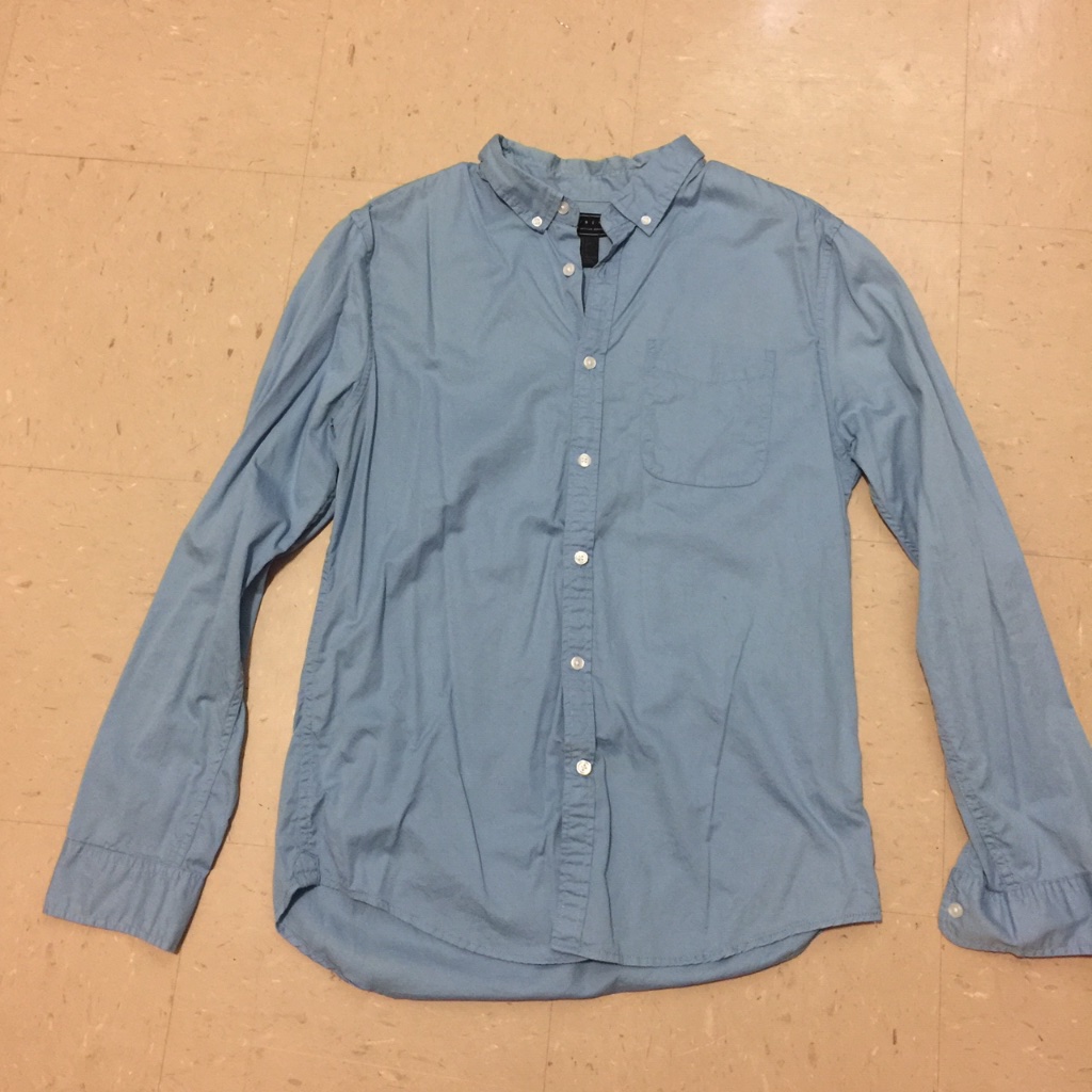 Light Blue Men Button Down Shirt Basic